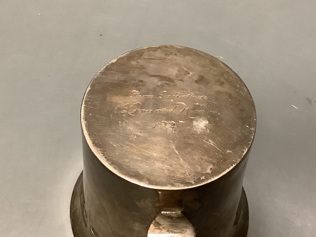 A George V Britannia standard silver christening mug with engraved initials, Thomas Bradbury and Sons, Sheffield, 1926, height 83mm